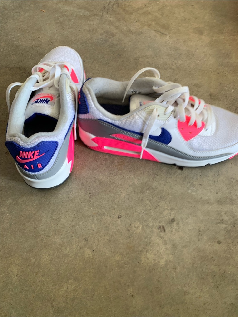 Nike Air Max 90
 White Sneakers with Pink and Blue Accents